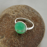 Chrysoprase Gemstone Silver Ring - Solid 925 Sterling Silver Handmade Ring - Birthstone Ring for Mom - Gift for Brides - Birthday Gift Ring